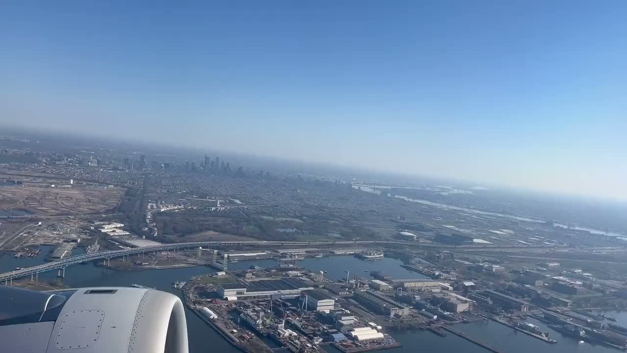 The view from a plane window on the way in