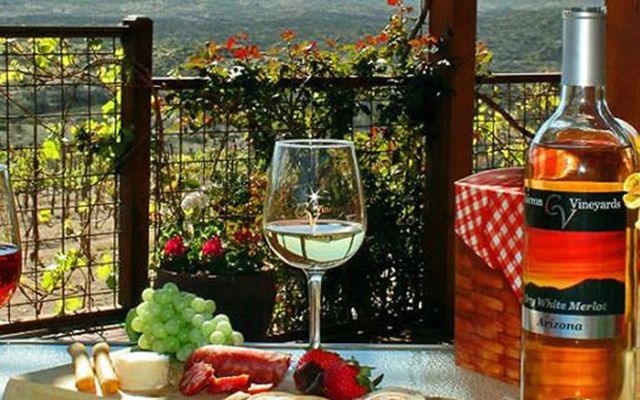 White Merlot on the patio at Charron Vineyards